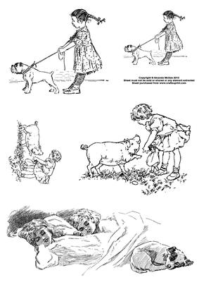 Children and Their Pets Digital Stamps 2