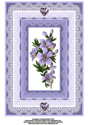Blue Flowers and Lace A4 Card Front