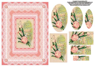 Tulip and Scene with Lace Pyramid