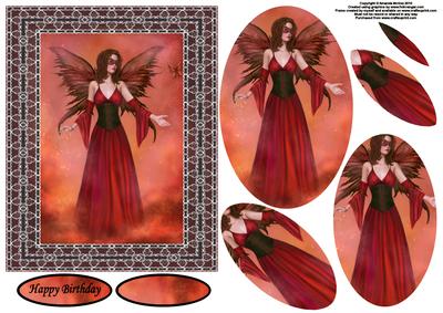 Red Passion Fairy Card Front with Pyramid