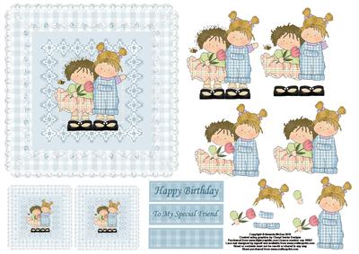 Best of Friends Lace Card Front with Decoupage