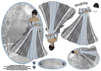 Moonlight Walk Oval Card Front and Decoupage