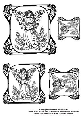 Art Nouveau Fairies Digital Stamps 3