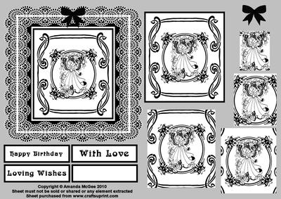 Art Nouveau Butterfly Fairy Lace Card Front with Pyramid