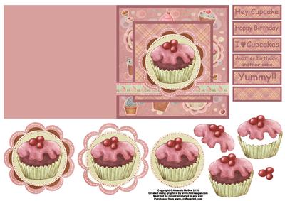 I Love Cupcakes Quick Card with Decoupage