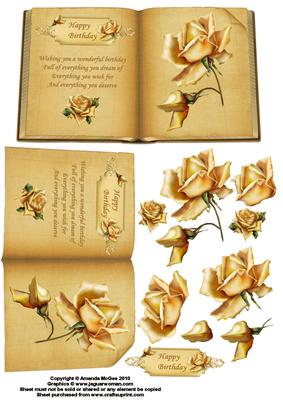 Yellow Roses Book with Decoupage