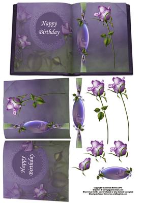 Lilac Roses Book Sheet with Decoupage