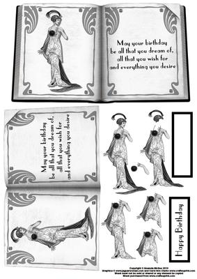 Elegant Art Deco Lady Book Sheet