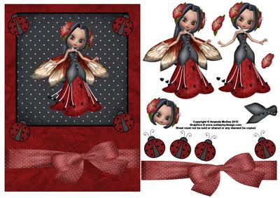 Ladybird Fairy Card Front with Decoupage