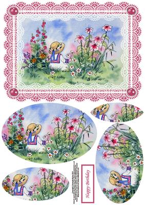 Enjoying the Flowers Card Front and Pyramid