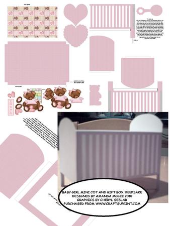 Baby Girl Keepsake Mini Cot Kit with Gift Box
