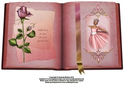 Pink Roses and Balerina A4 Book Sheet