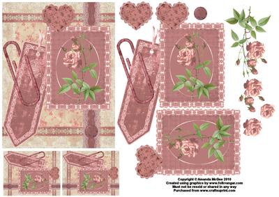Shabby Flowers and Roses Card Front with Decoupage