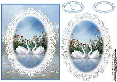 Swans and Lace Card Front with Pyramid Sheet 1 of 2
