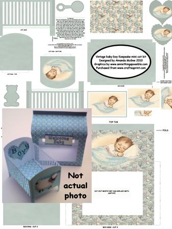 Baby Boy Keepsake Mini Cot Kit with Gift Box - Vintage