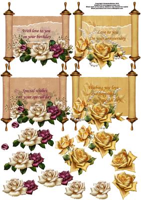Scrolls with Roses Toppers with Decoupage