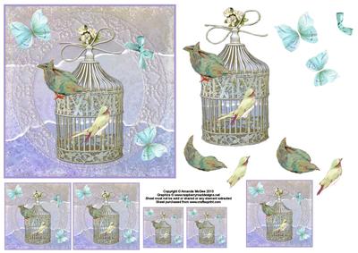 Lovebirds Shabby Chic Card Front and Decoupage