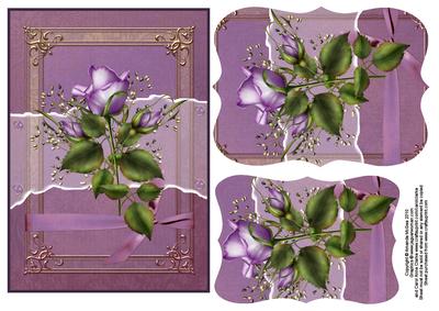 Lavender Roses Card Front with Pyramid Sheet 1 of 2