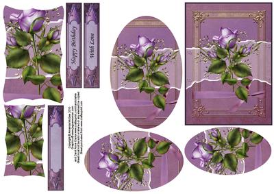 Lavender Roses Card Front with Pyramid Sheet 2 of 2