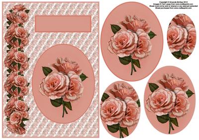 Tumbling Roses Card Front with Pyramid