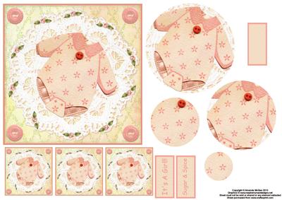 Baby Girl in Shabby Chic Pyramid Sheet