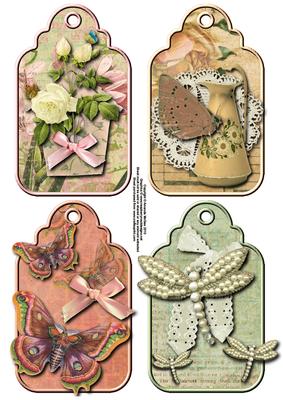 Shabby Wings Tag Toppers