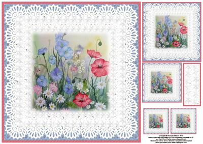 Wildflowers and Lace Watercolour 8x8 Topper