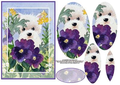 Westie in the Flowers Card Front with Pyramid