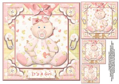 Baby Girl 8x8 Topper - Baby with Dummy
