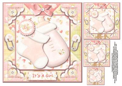 Baby Girl 8x8 Topper - Bootie and Bottle