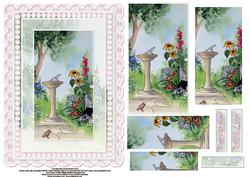 Cat by the Sundial Card Front with Pyramid