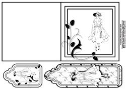 Art Deco Lady Quick Card with Tag and Bookmark 1