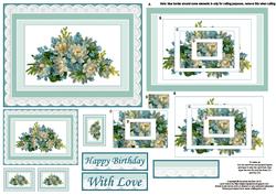 Blue Floral Display Concentric Pyramid Panel