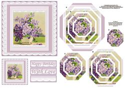Lilac Flowers in Pot Concentric Pyramid Panel