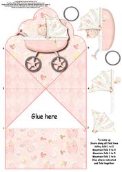 Baby Girl Pram Scalloped Diamond Fold
