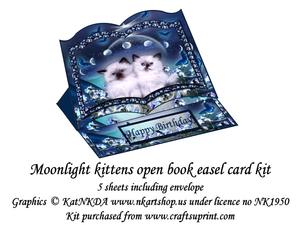Moonlight Kittens Open Book Easel Card Kit