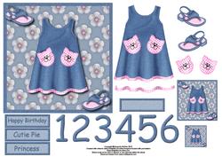 Delightful in Denim Cute Girls Card Front with Decoupage