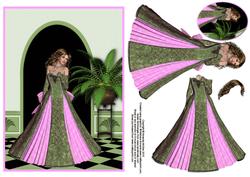 Beauty in Pink and Green Card Front with Decoupage