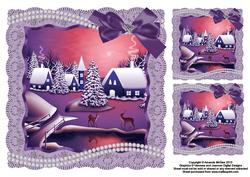 Sunset Over the Snow with Lace Frame 8x8 Topper