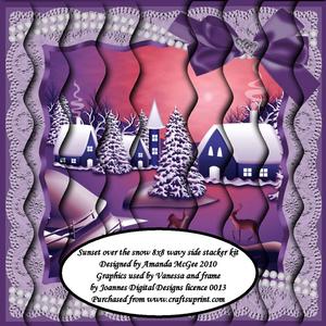 Sunset Over the Snow with Lace Frame 8x8 Wavy Side Stacker