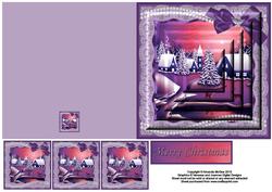 Sunset Over the Snow with Lace Frame Easy Pyramid Quick Card