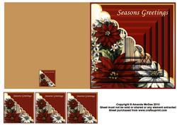 Poinsettia and Church Window Easy Pyramid Quick Card