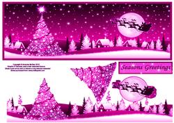 Pink Christmas Large Dl Card Front with Decoupage