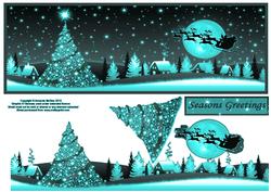 Aqua Christmas Scene Large Dl Card Front with Decoupage