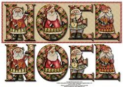 Painted Santas Noel Large Dl Card Front with Decoupage