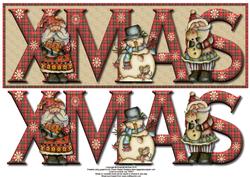Painted Santas and Snowman Xmas Large Dl Card Front with Dec