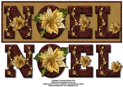 Golden Poinsettia Noel Large Dl Card Front with Decoupage