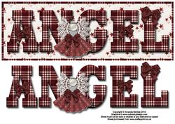 Plaid and Stars Angel Large Dl Card Front with Decoupage