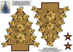 3D Christmas Tree - Golden Poinsettias