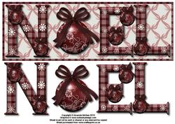 Baubles and Plaid Noel Large Dl Card Front with Decoupage